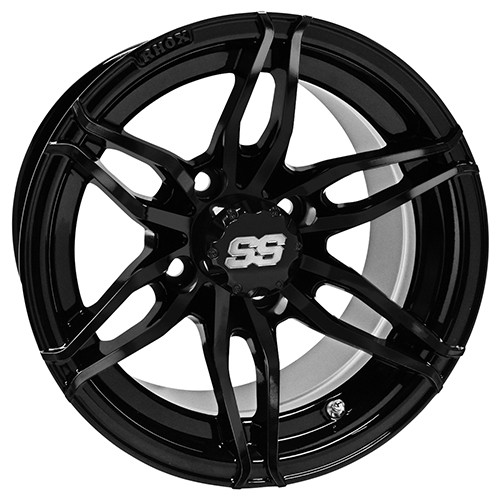Wheel Gloss Finish, Black, 12x7 ET-25 Golf Carts; TIR-RX377-B
