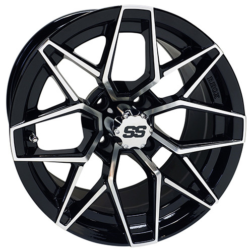 Wheel Machined Gloss Finish, Black Golf Carts; TIR-RX381