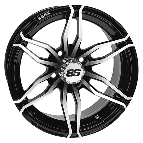 Wheel Machined Black, 14x7 ET-25 Golf Carts; TIR-RX378