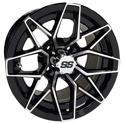 Wheel Machined Gloss Finish, Black Golf Carts; TIR-RX380