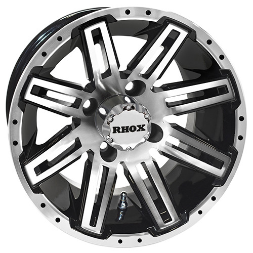 Wheel Machined Gloss Black, 12x7, ET-25 Golf Carts; TIR-RX265
