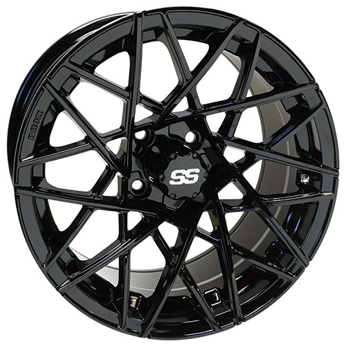 Wheel Gloss Black, 15x7 ET-25 Golf Carts; TIR-RX395-B