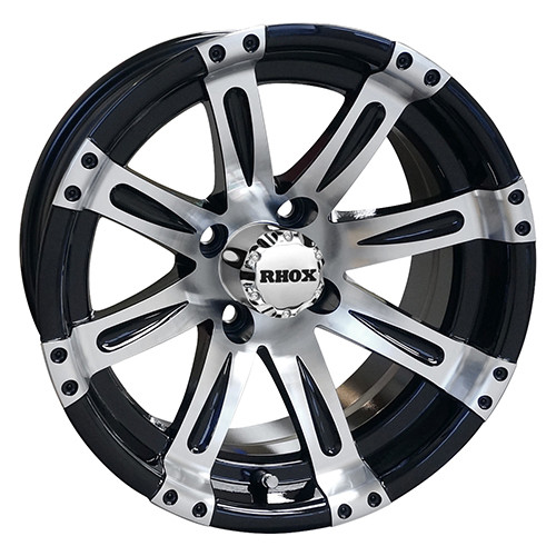 Wheel Machined w/Black, w/ Center Cap Golf Carts; TIR-RX220