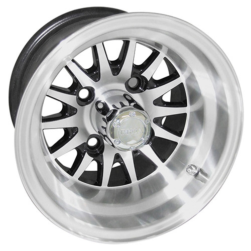 Wheel Machined w/Black w/ Center Cap, 10x7 ET-15.5 Golf Carts; TIR-479