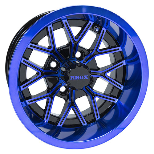 Wheel Gloss Black with Blue, 12x7 ET-25 Golf Carts; TIR-RX283-BBL