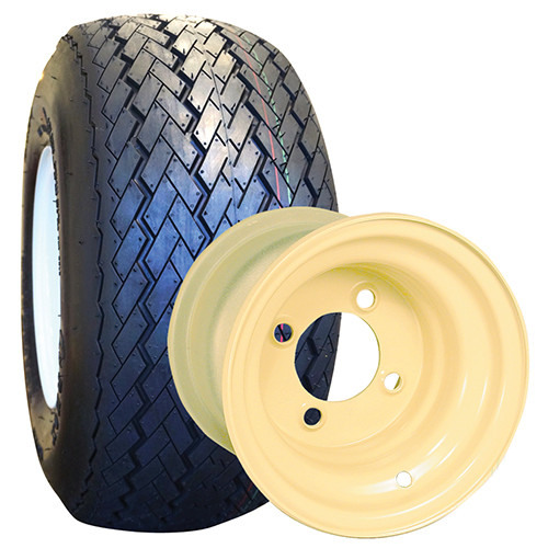 Tire and Wheel Assembly - Steel, Beige 8x7 Standard with RHOX Golf DOT; TIR-310
