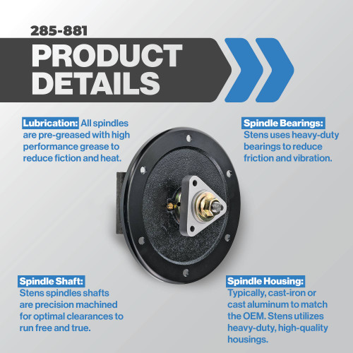 New Stens Spindle Assembly 285-881 for Toro 107-8504