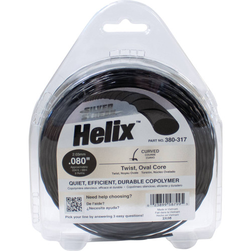 Helix Trimmer Line Black Color, 0.080" Dia, Twist Shape, 1/2 lb. Size 380-317