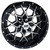 Wheel Machined Gloss Black, 14x7 ET-25 Golf Carts; TIR-RX386