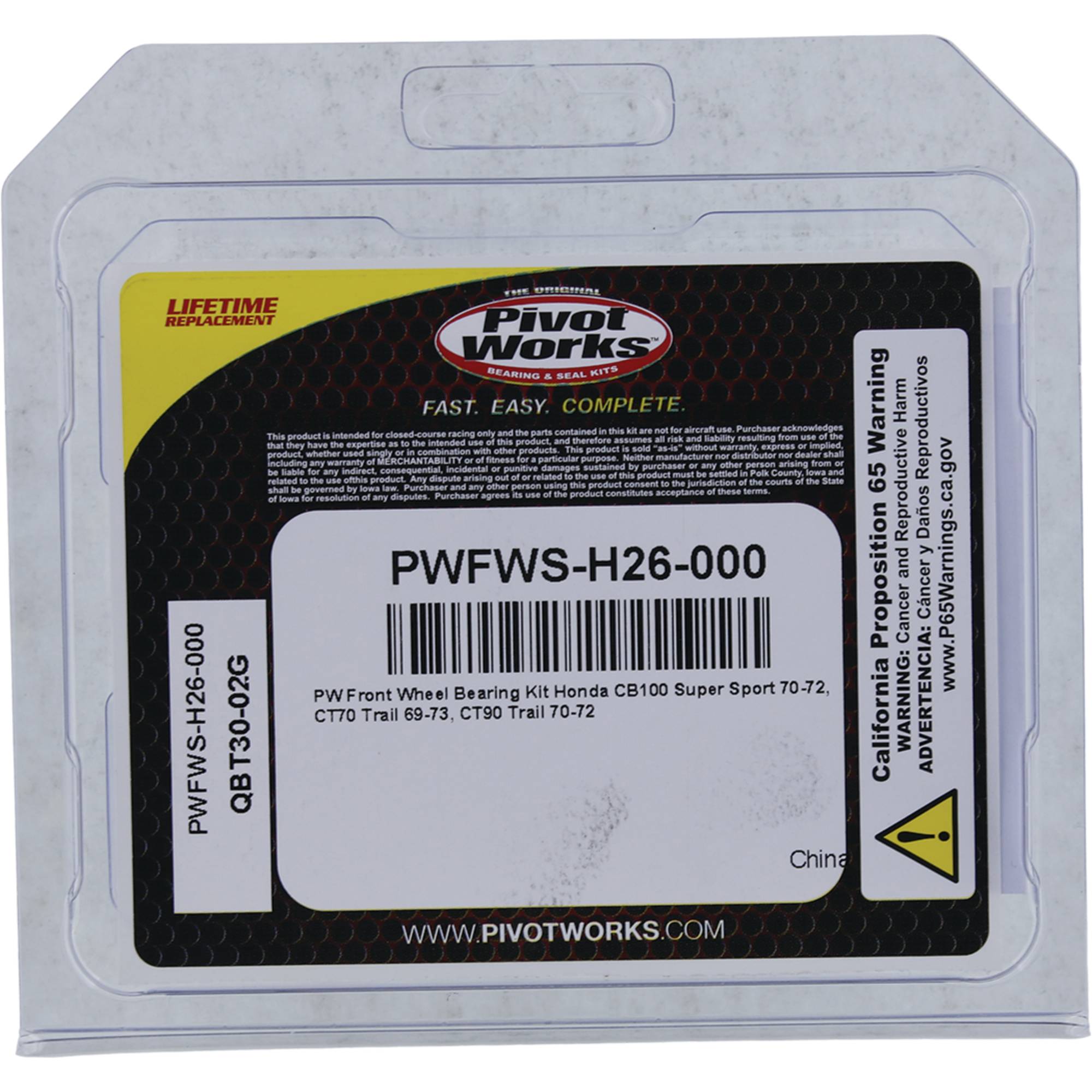 Pivot Works Wheel Bearing Kit PWFWS-H26-000 for Honda CB 100 Super Sport 70-72
