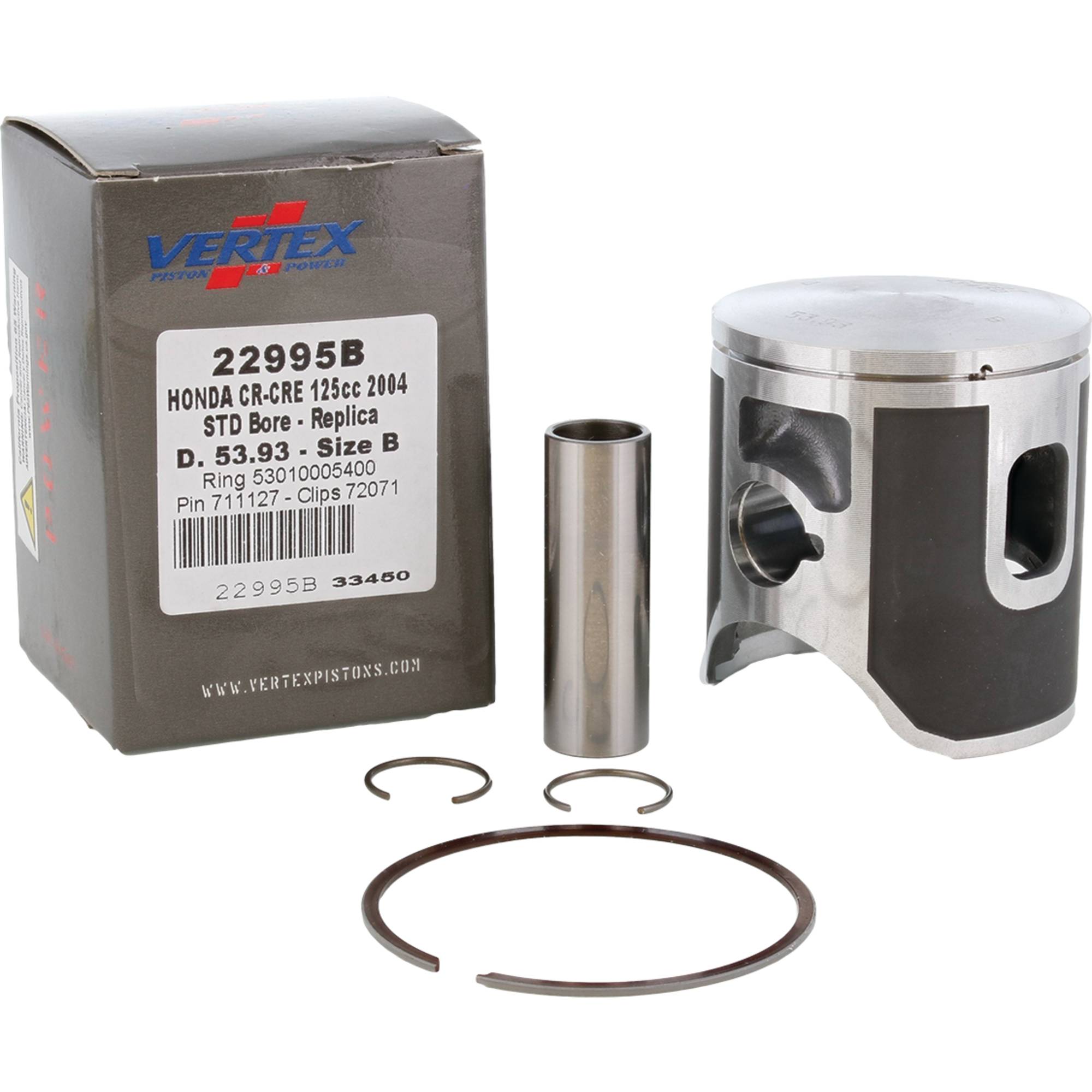 Vertex Replica Cast Piston Kit for Honda CR 125 R (04) 22995B