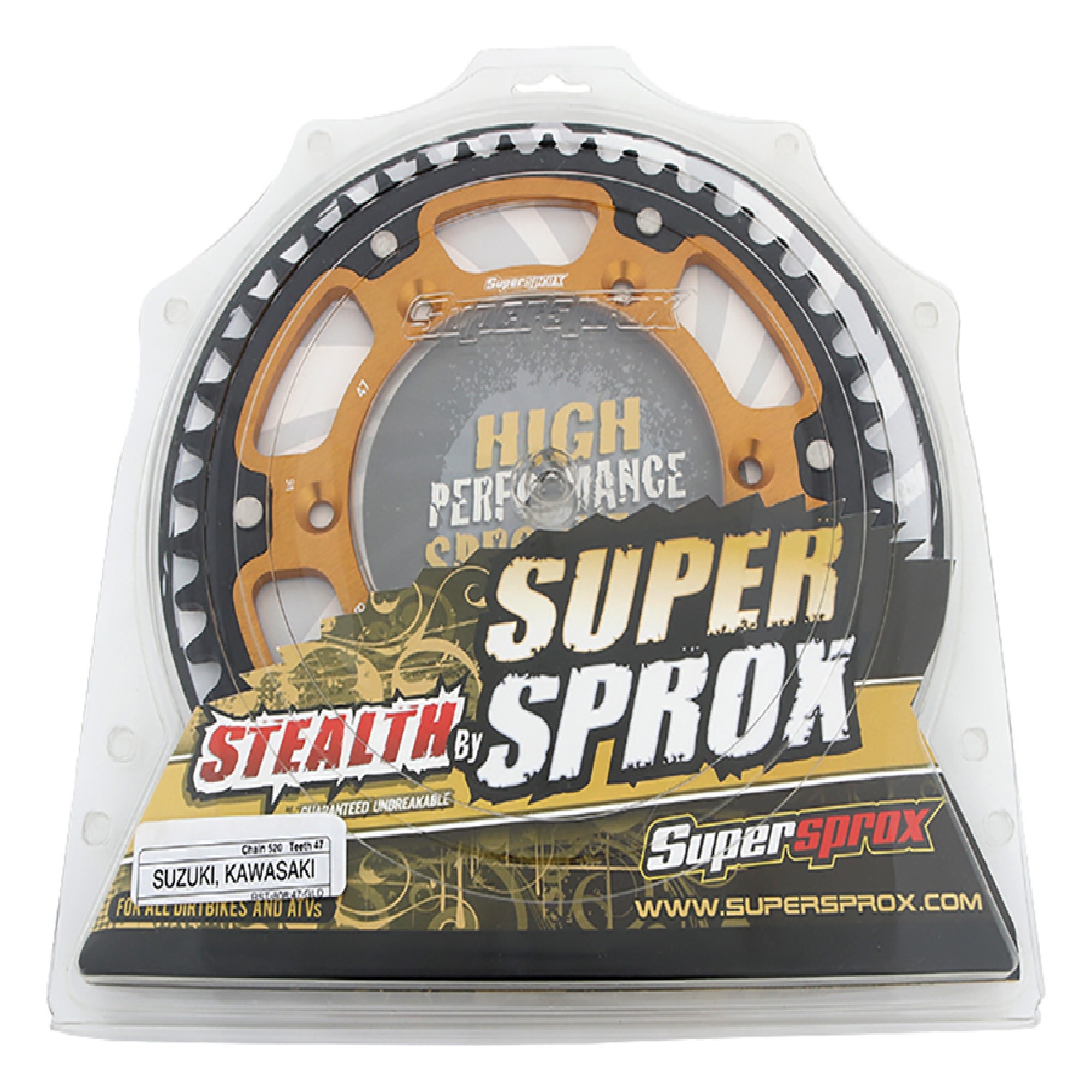 Supersprox - Gold Stealth sprocket, 47T, Chain Size 520, RST-808-47-GLD