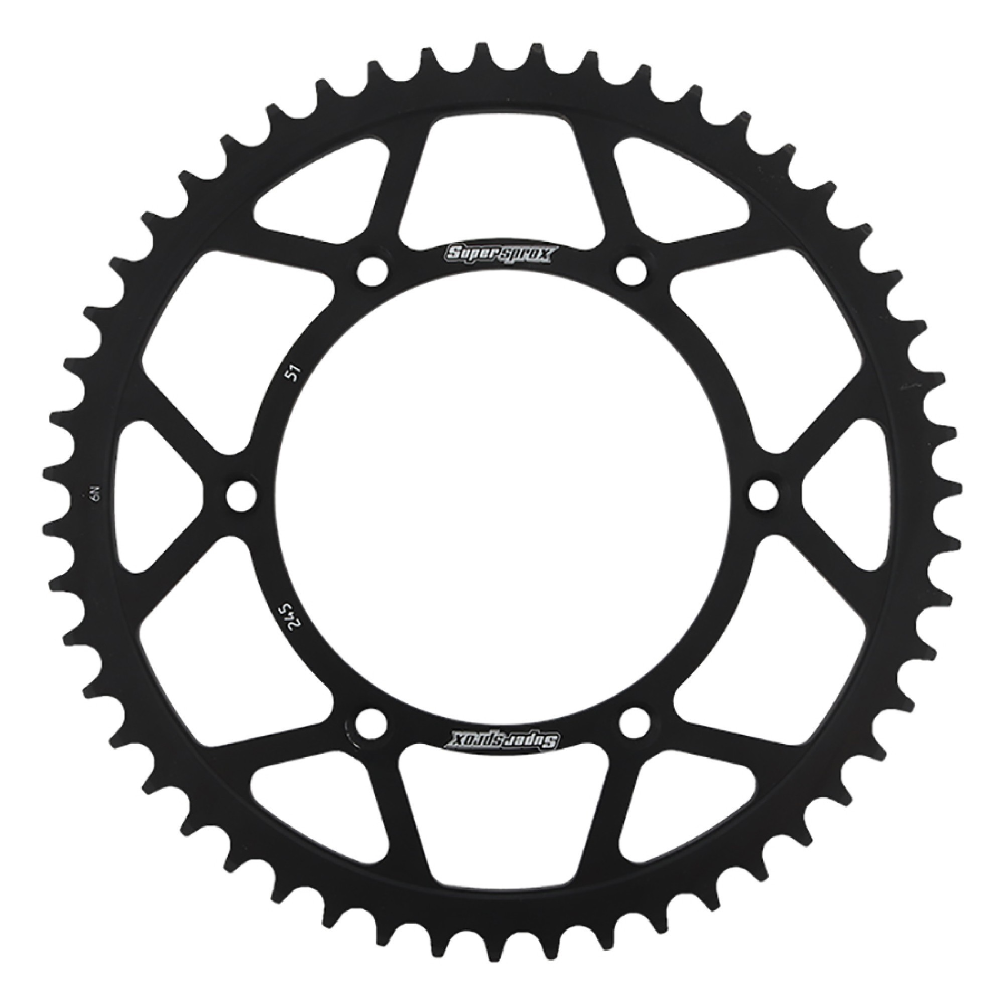 Supersprox Rear Steel Sprocket Black 51T for Yamaha 250 YZ 80-17, YZ 250 F