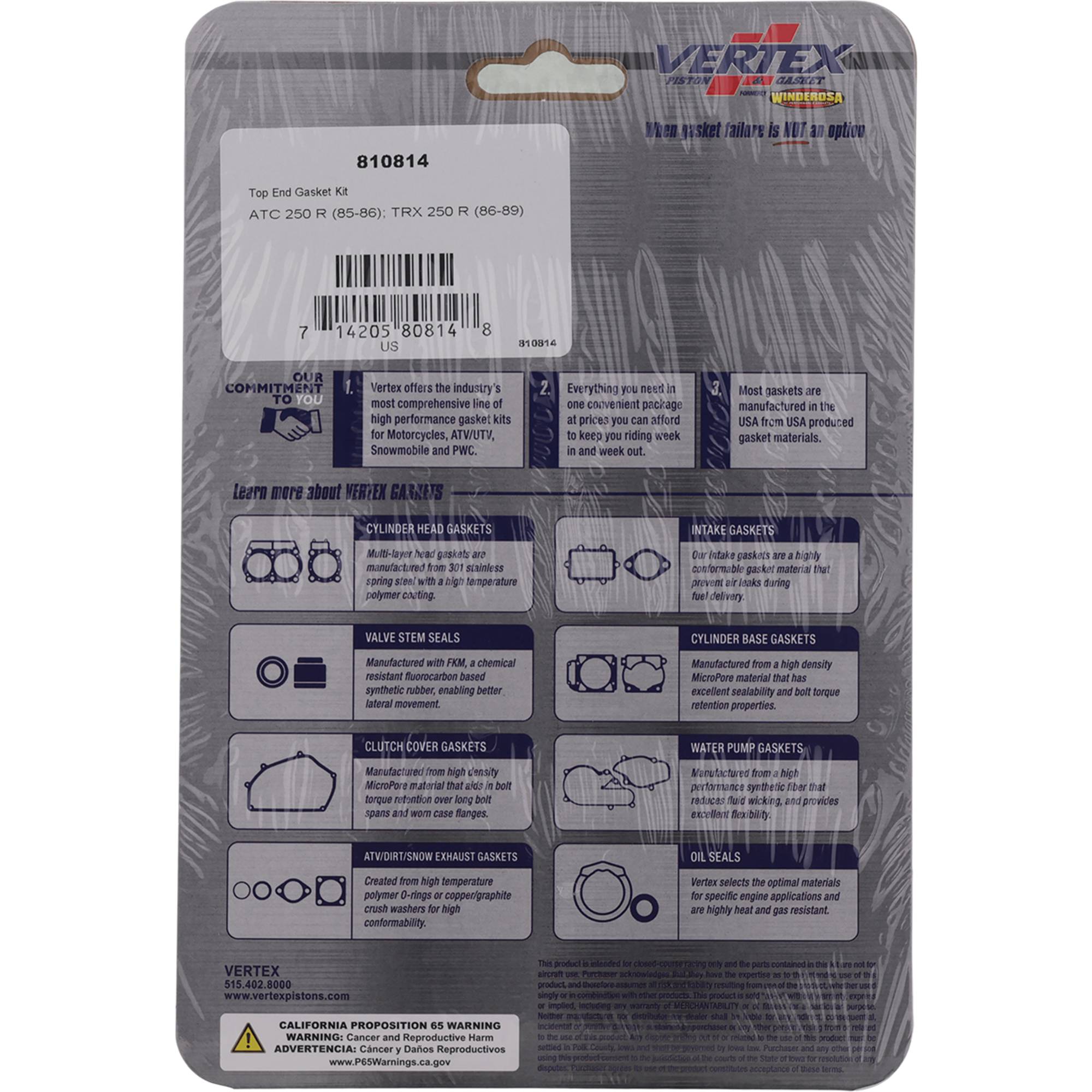 Winderosa Top End Gasket Kit for Honda, 810814