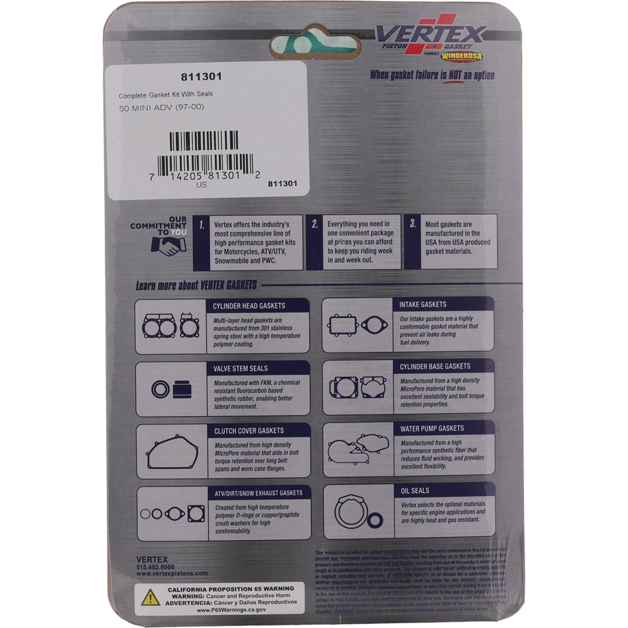 Winderosa Gasket Kit With Oil Seals for KTM 50 Mini Adventure 97 98 99 00