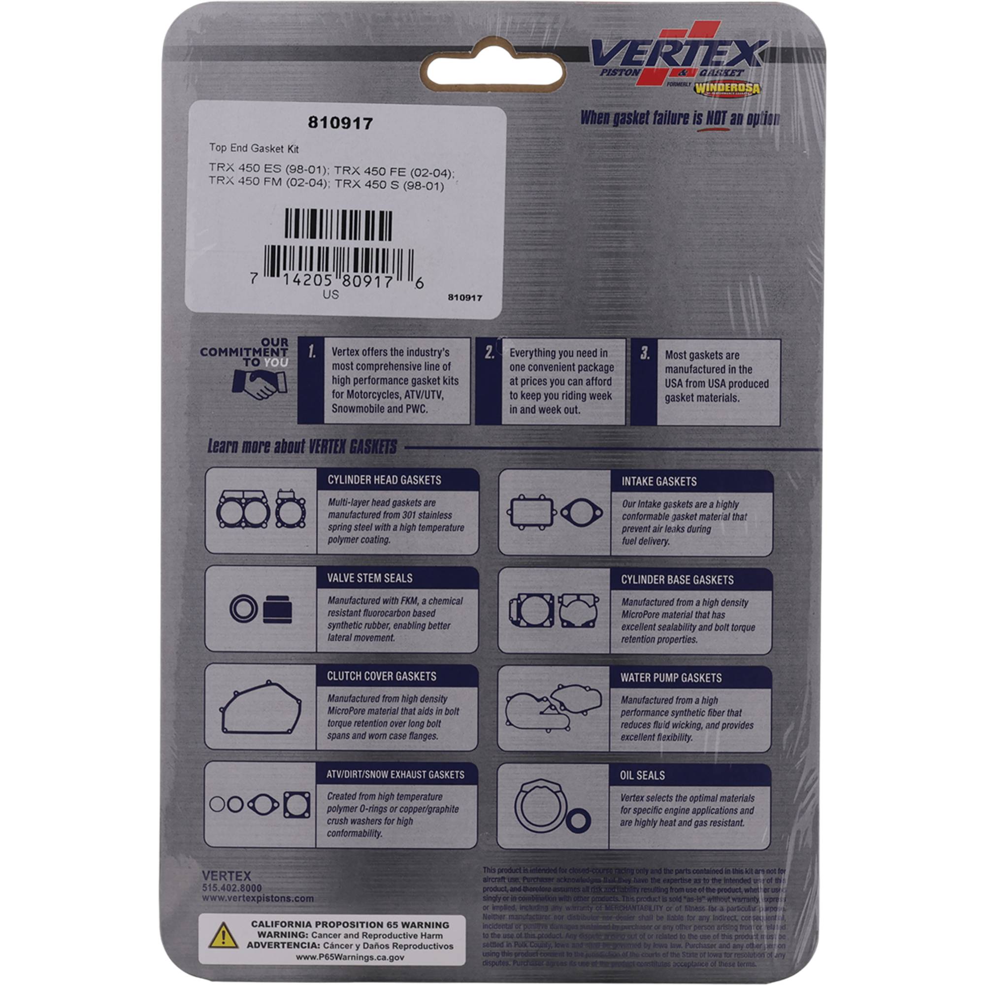 Winderosa Top End Gasket Kit for Honda, 810917