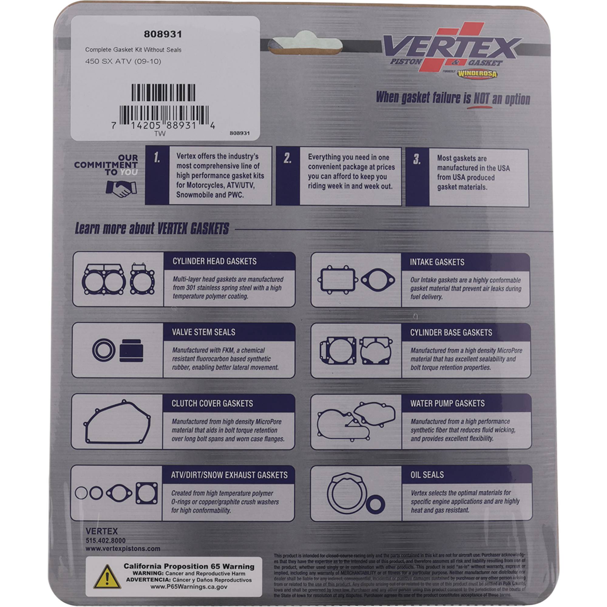 Winderosa Complete Gasket Kit for KTM 450 SX ATV 09 10 2009 2010