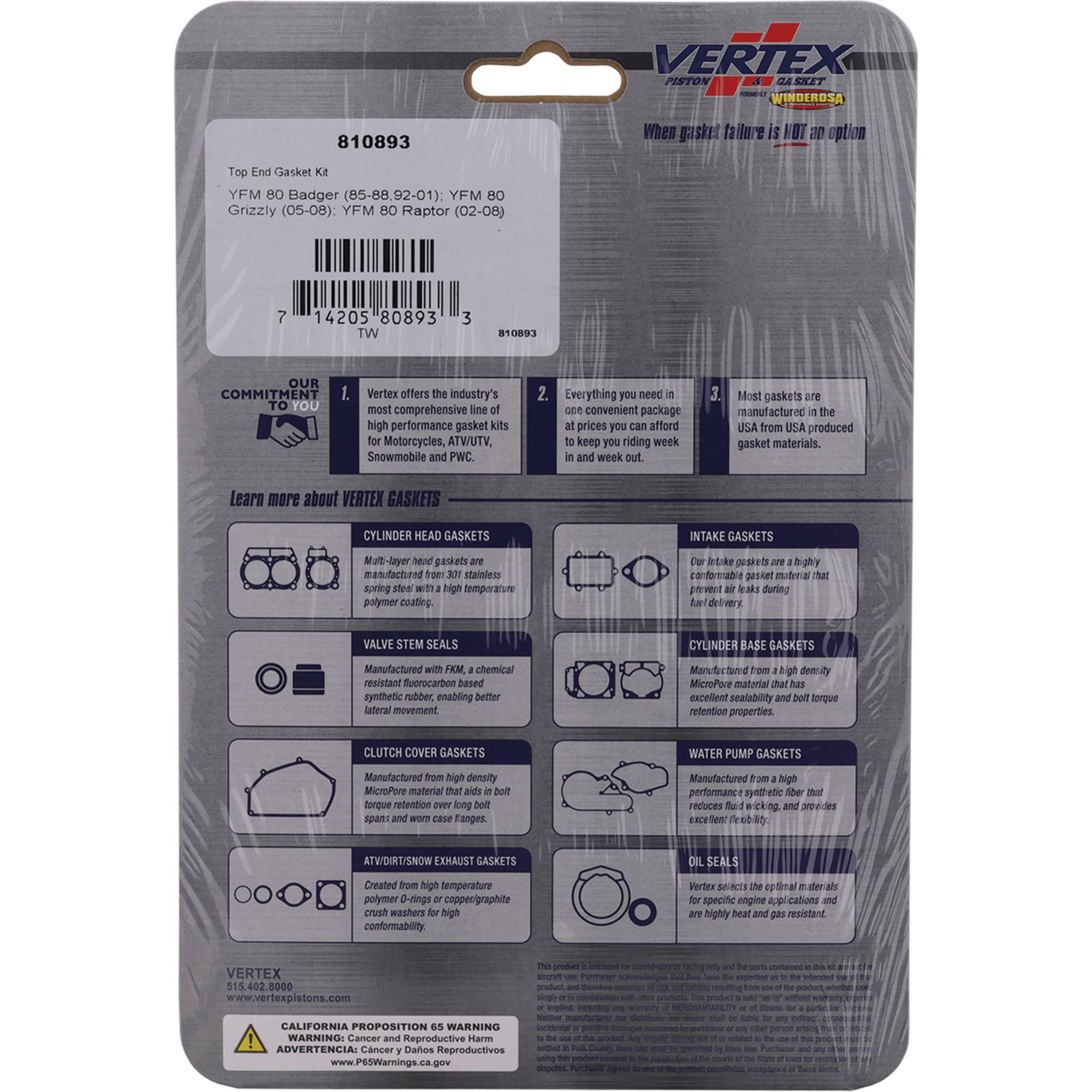 Winderosa Top End Gasket Kit for Yamaha, 810893