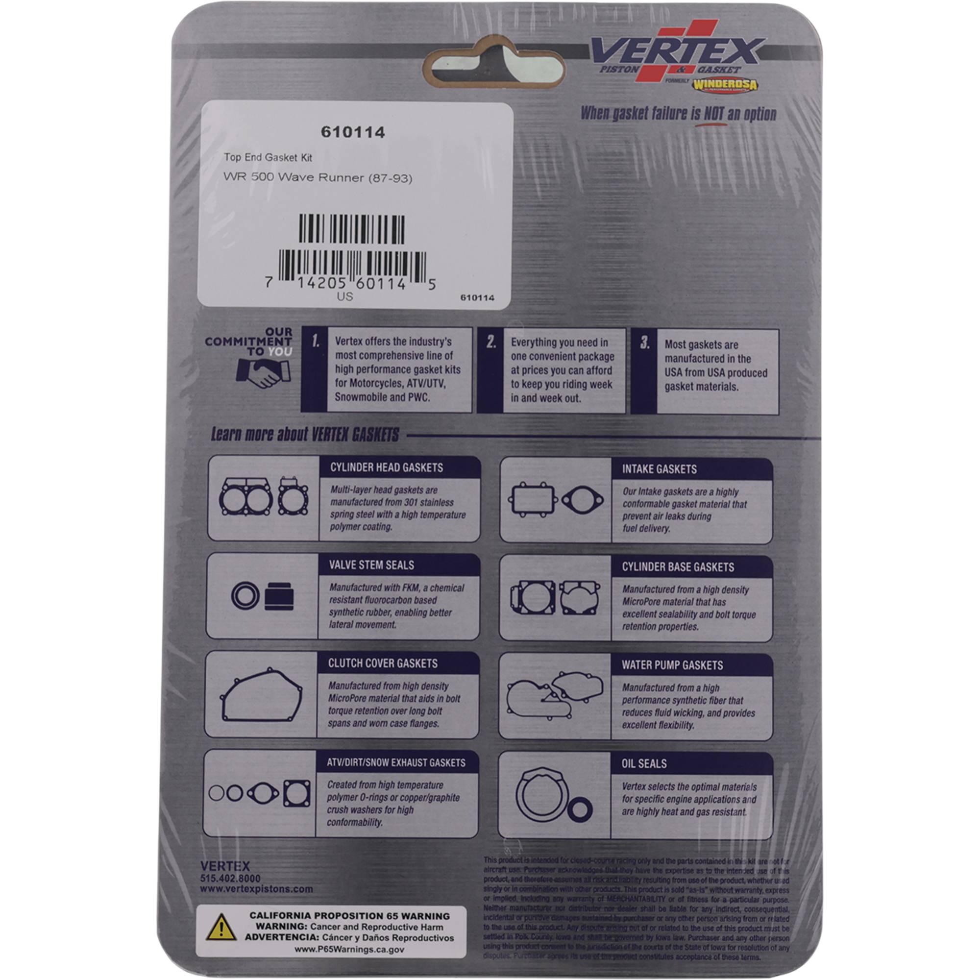 Winderosa Top End Gasket Kit for Yamaha 500 Wave Runner/Wave Jammer 87-93