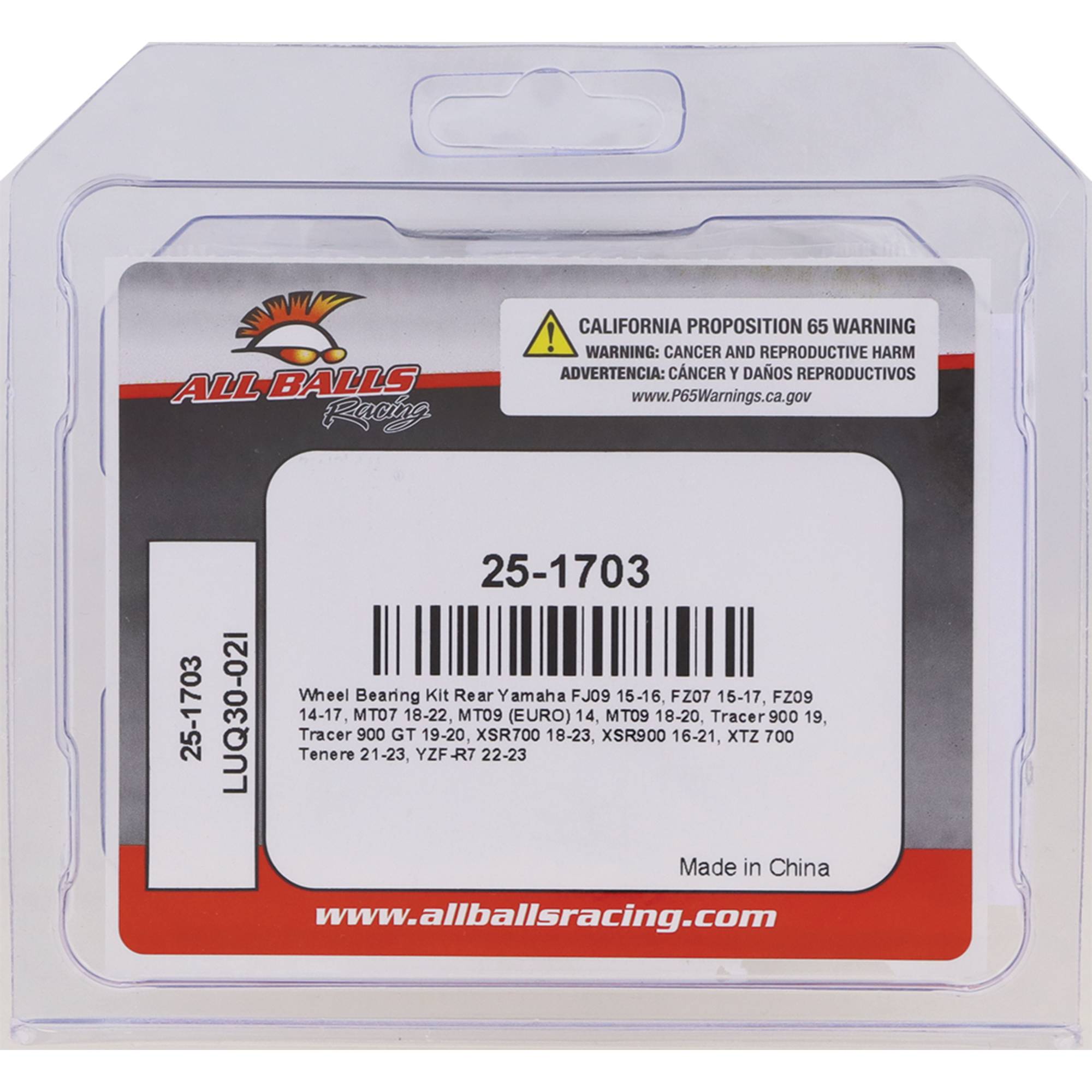 All Balls Racing Wheel Bearing Kit 25-1703 for Yamaha FJ09 15 16