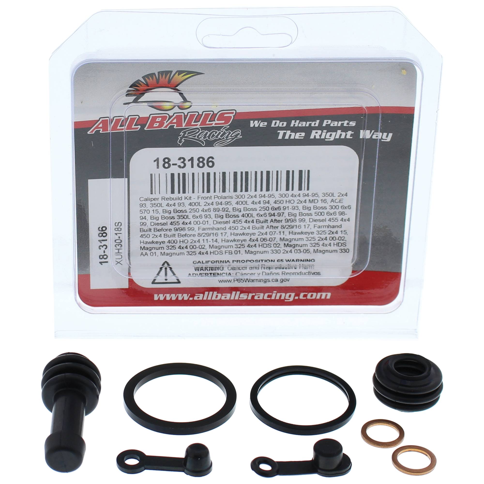 All Balls Front Caliper Rebuild Kit 18-3186 for Polaris 300 2x4 94-95
