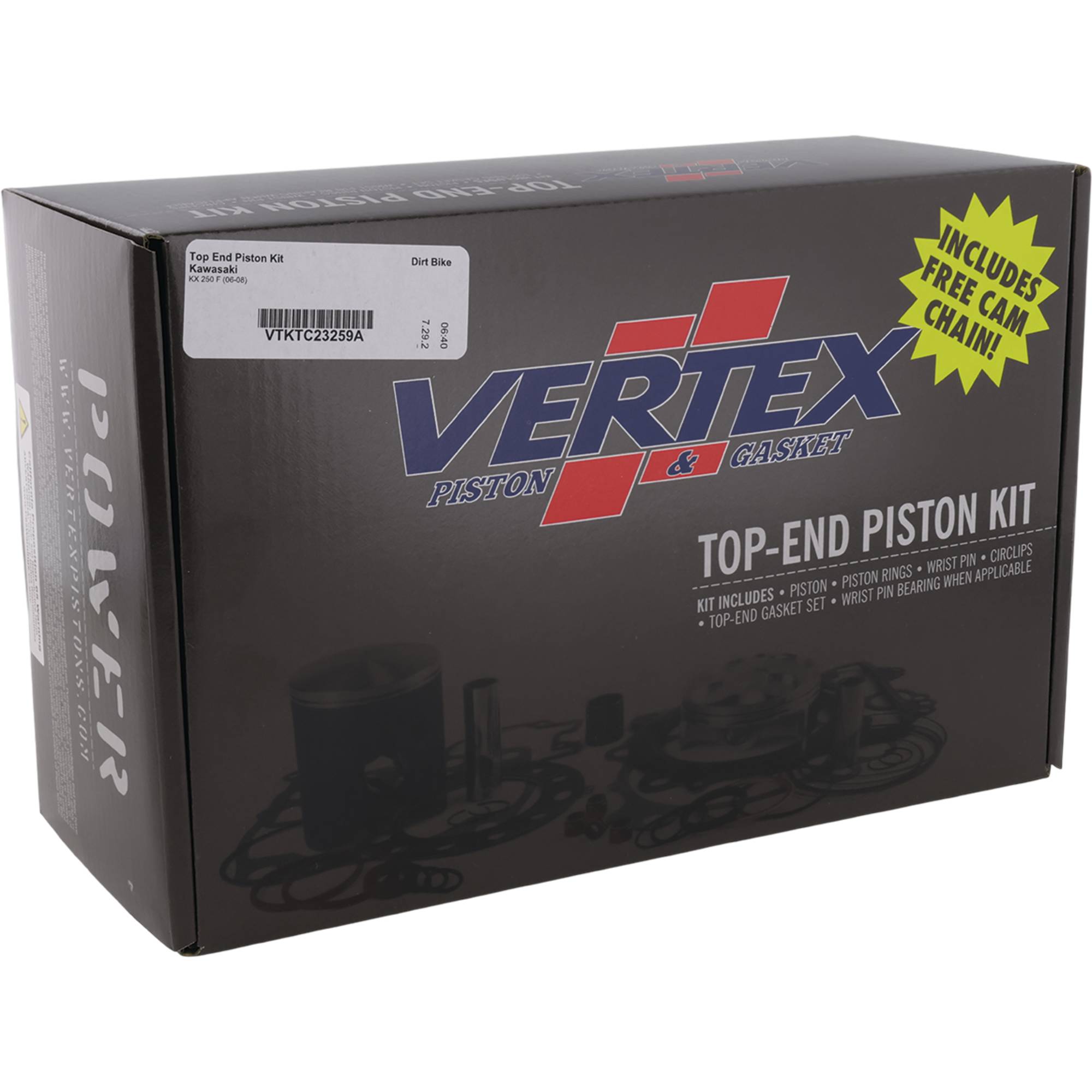 Vertex Top End Piston Kit for Kawasaki KX 250 F (06-08) VTKTC23259A