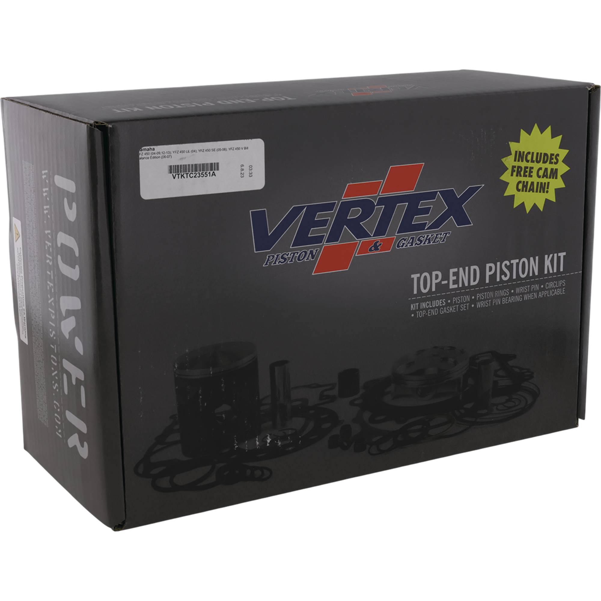 Vertex Top End Piston Kit for Yamaha YFZ 450 (04-09,12-13) VTKTC23551A