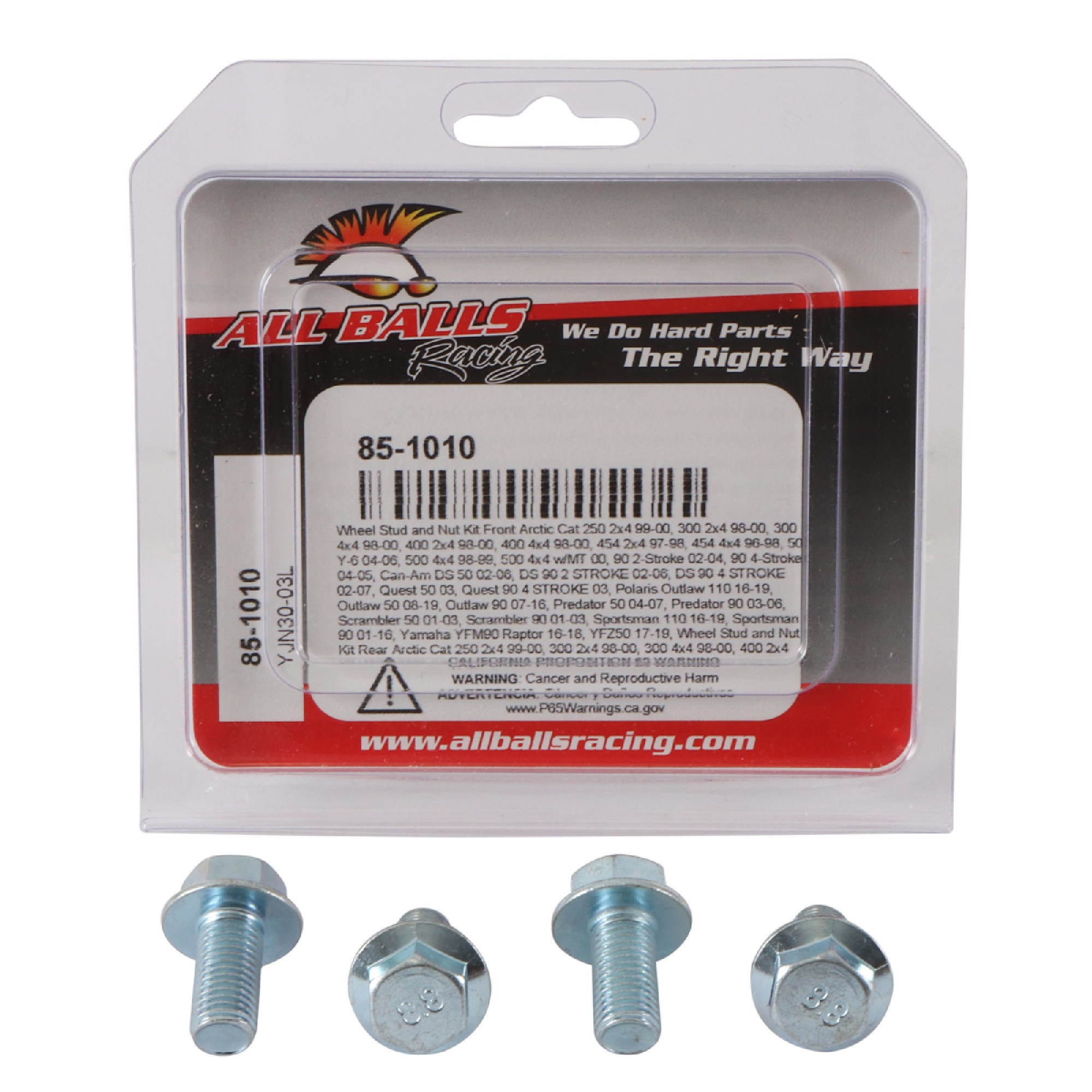 All Balls Wheel Stud and Nut Kit 85-1010 for Arctic Cat 90 Y-12 Youth 4T 04 05
