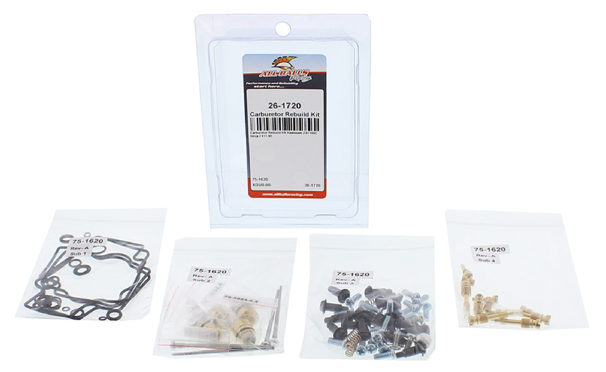 All Balls Carburetor Rebuild Kit 26-1720 for Kawasaki ZX 11 Ninja 90