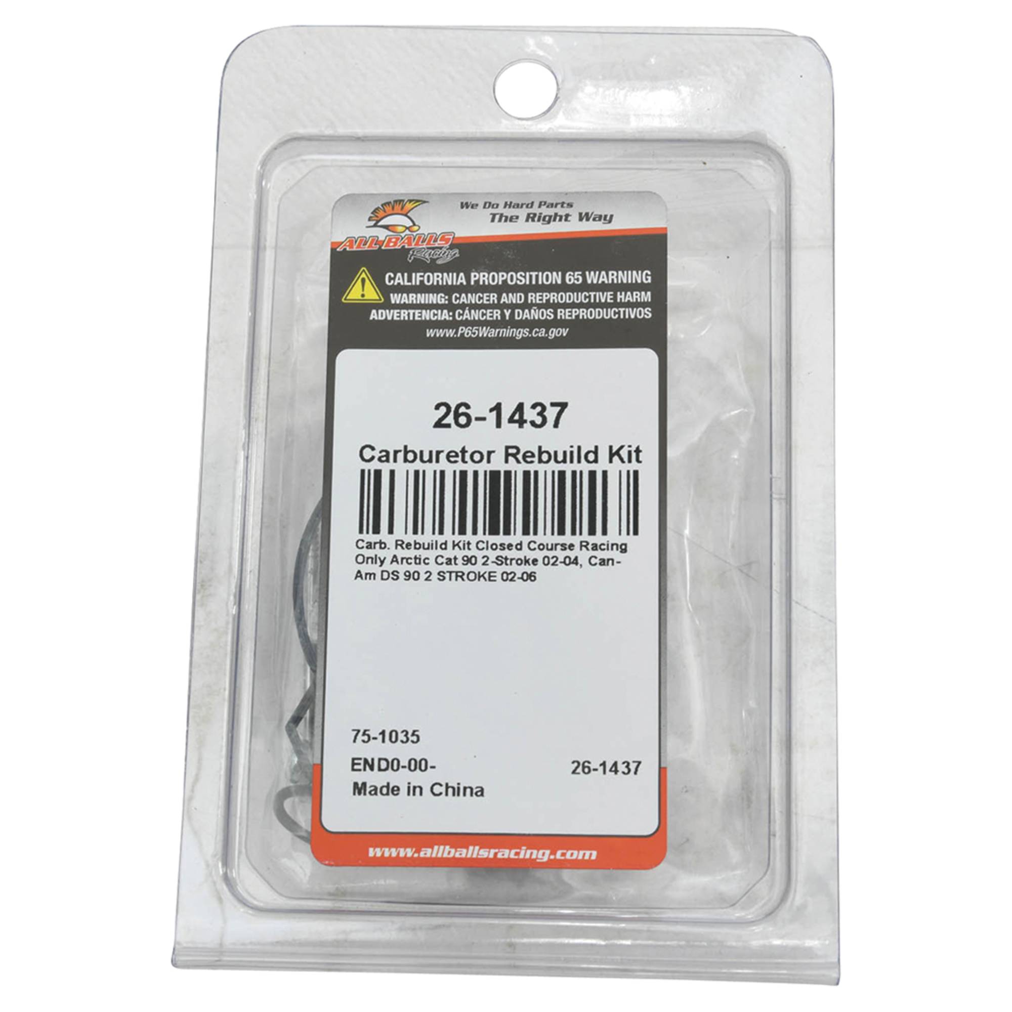 All Balls Racing Carburetor Rebuild Kit for Arctic Cat 90 Y-12 Youth2T 02-04