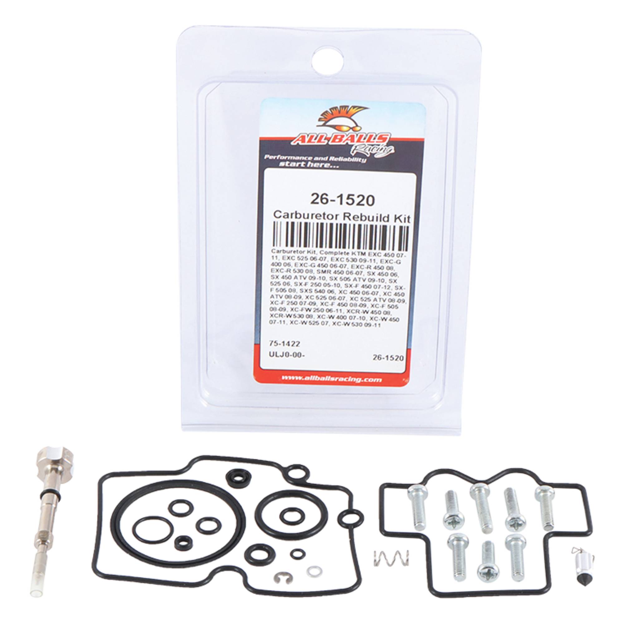 All Balls Carburetor Kit, Complete 26-1520 for KTM 250 SX-F 05-10