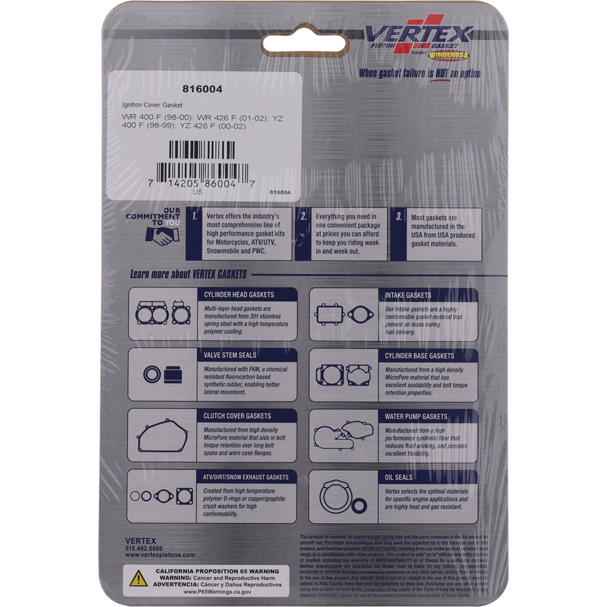 Winderosa Ignition Cover Gasket for Yamaha WR400F 98-00, WR426F 01 02