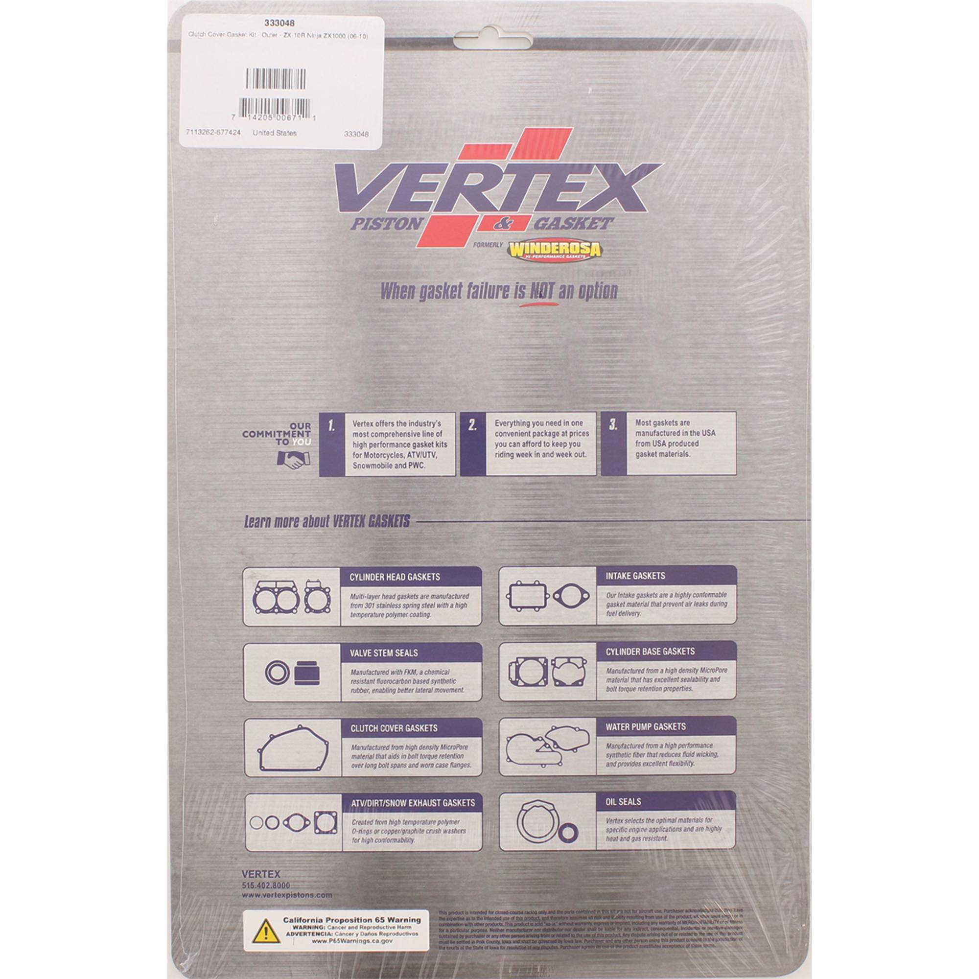 Winderosa Outer Clutch Cover Gasket Kit for Kawasaki ZX 10R Ninja (ZX 1000D)