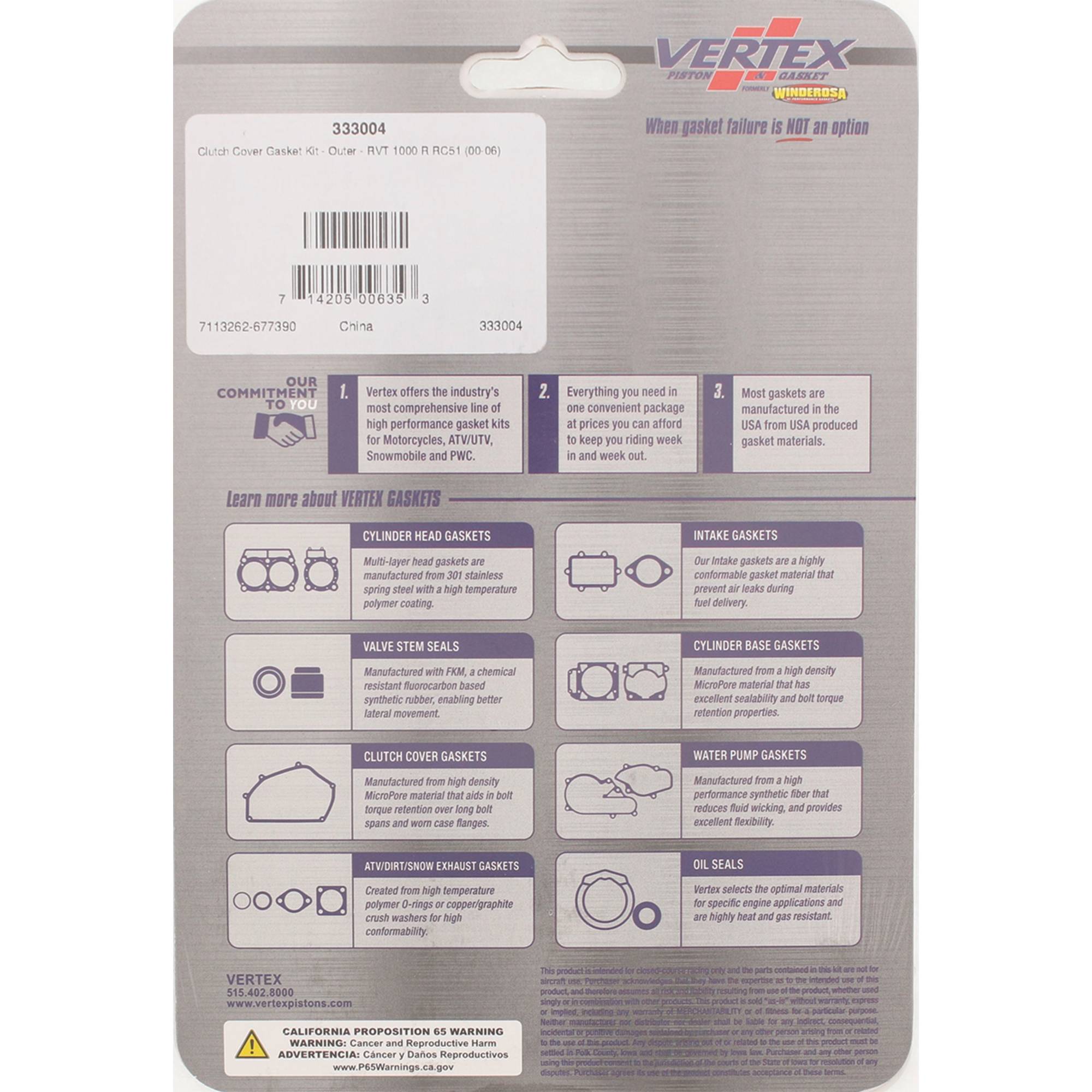 Winderosa Outer Clutch Cover Gasket Kit 333004 for Honda RVT 1000 R RC51