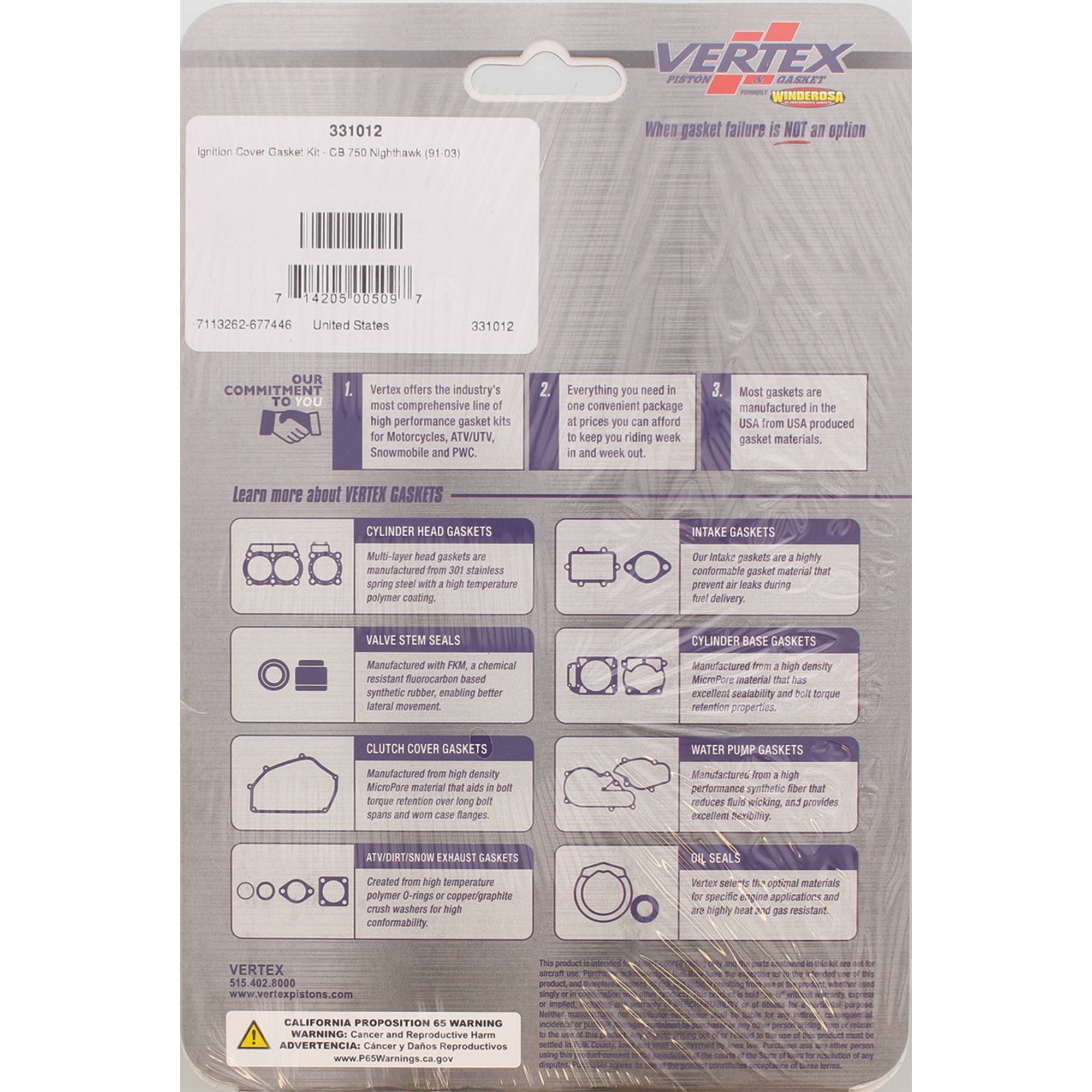 Winderosa Ignition Cover Gasket Kit 331012 for Honda CB 750 Nighthawk 91-03