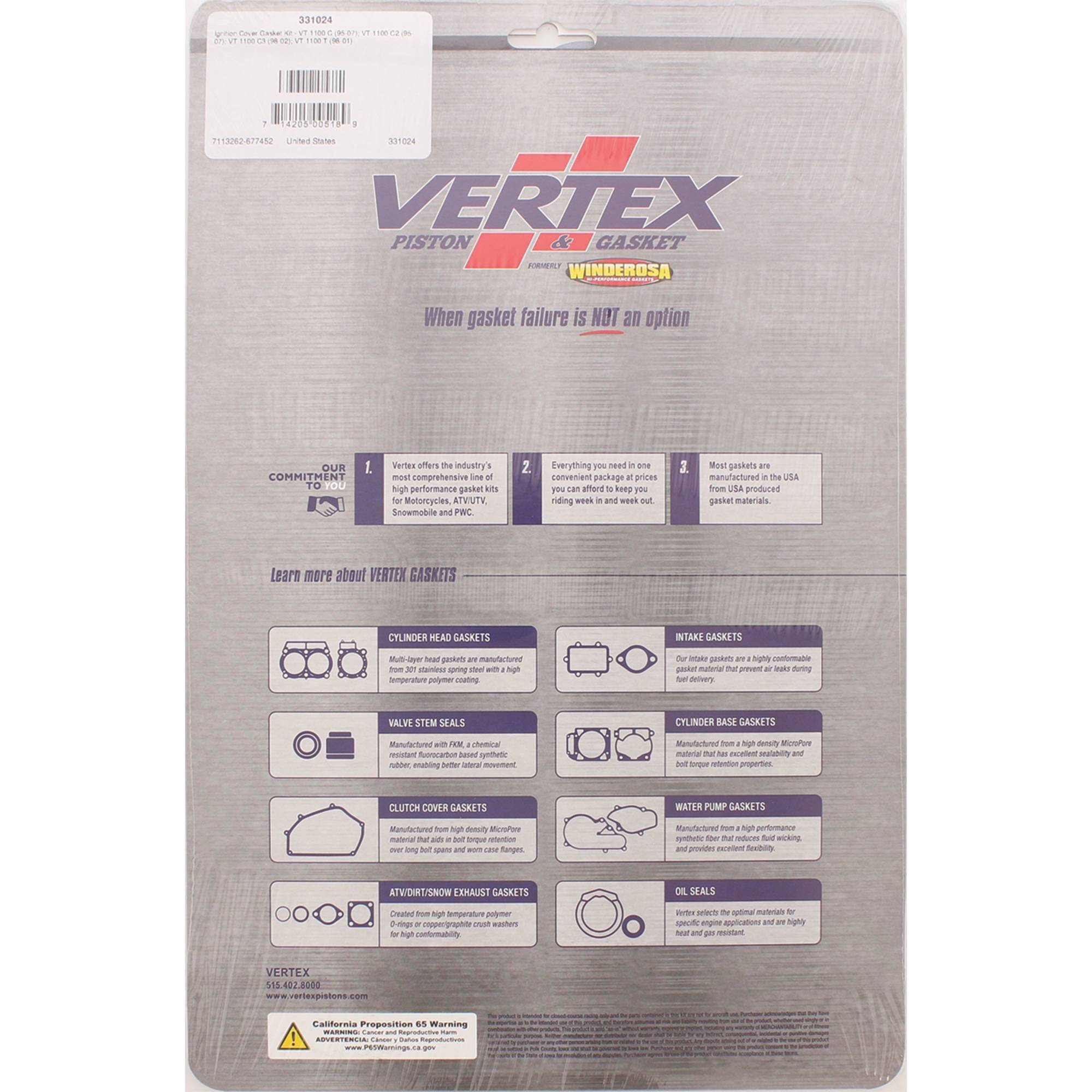 Winderosa Ignition Cover Gasket Kit 331024 for Honda VT 1100 C 95-07