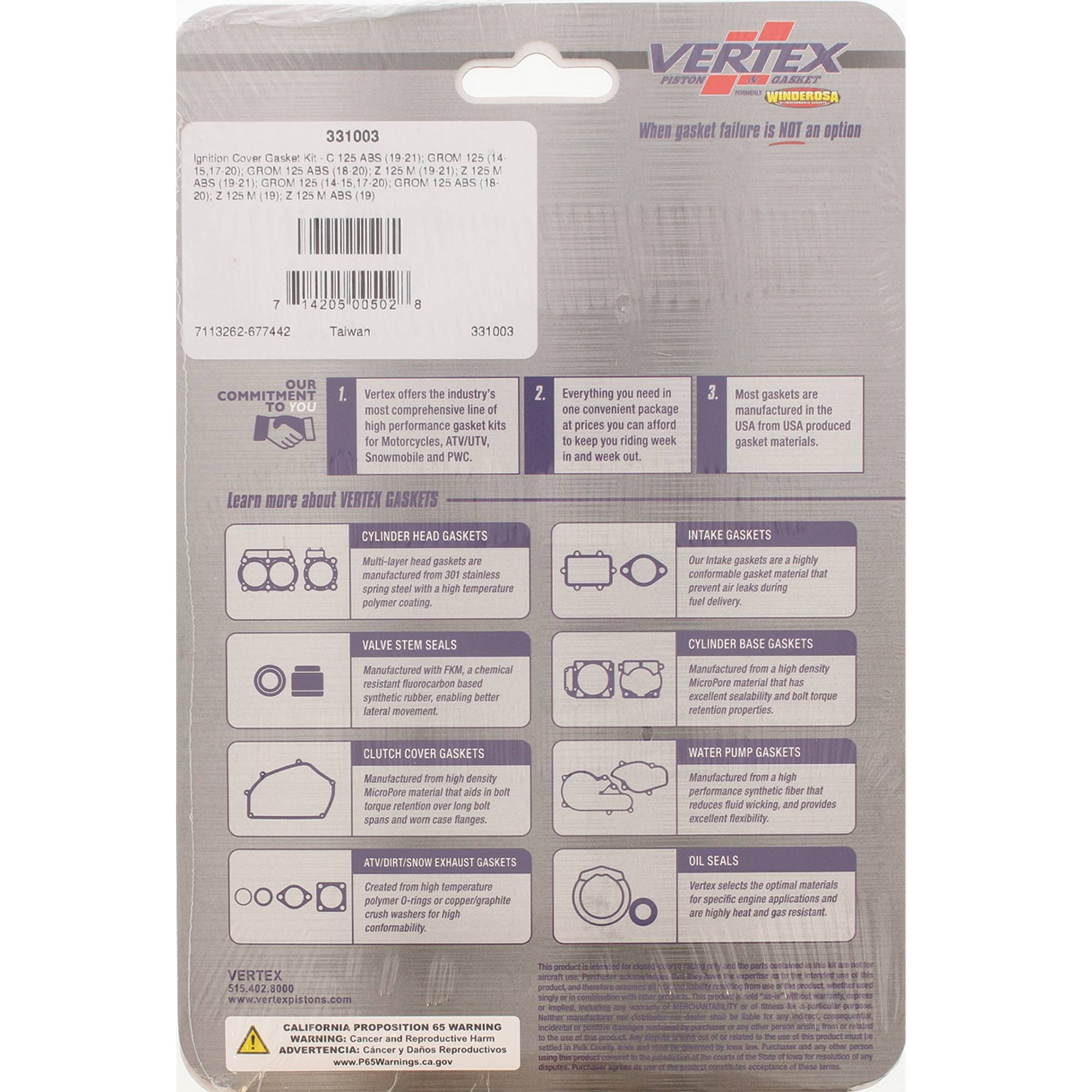 Winderosa Ignition Cover Gasket Kit 331003 for Honda GROM 125 18 2018