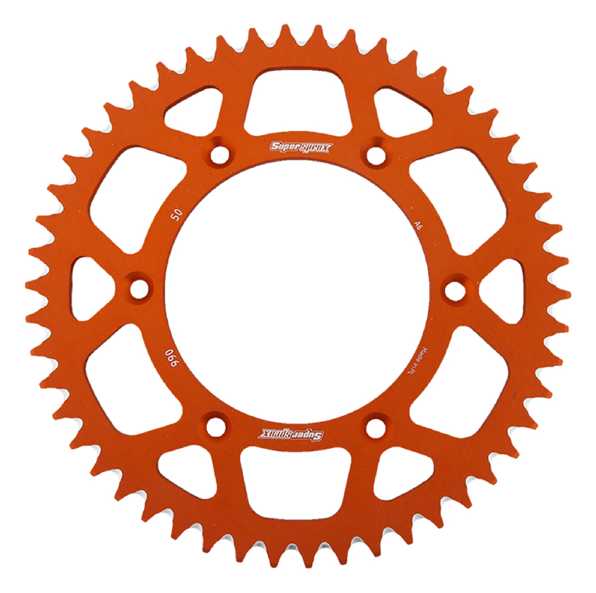 Supersprox Orange Aluminum Sprocket, 50T, Chain Size 520, RAL-990-50-ORG