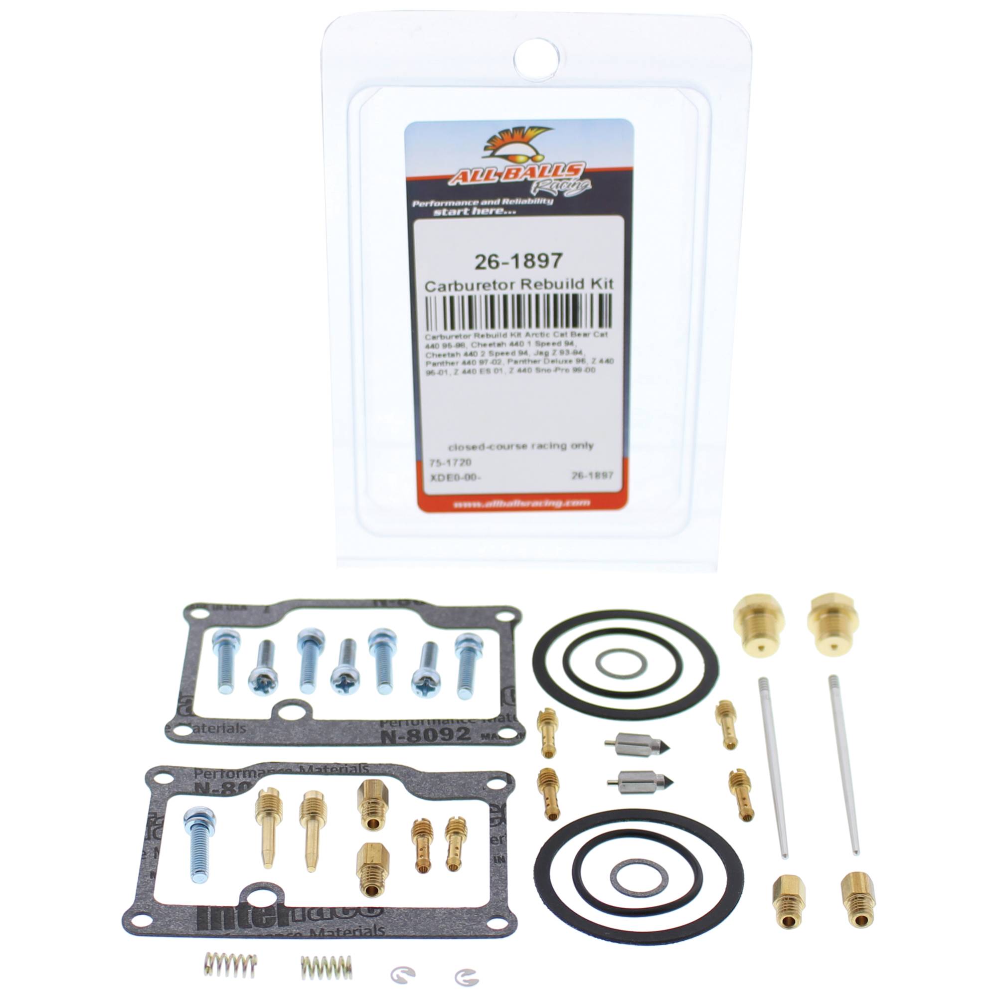 All Balls Carburetor Rebuild Kit 26-1897 for Arctic Cat Jag Z 93 94, Z 440 95-01