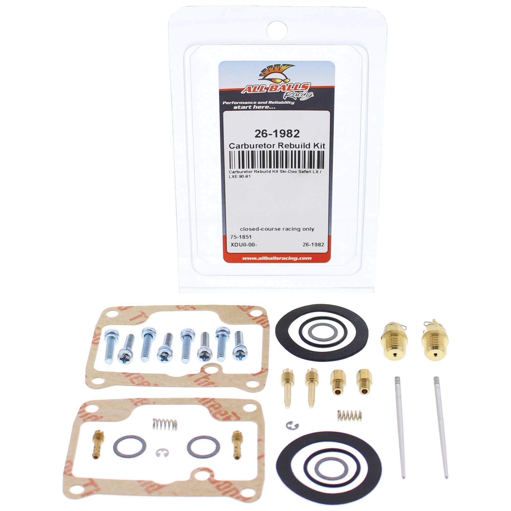All Balls Carburetor Rebuild Kit 26-1982 for Ski-Doo Safari LX / LXE 90 91