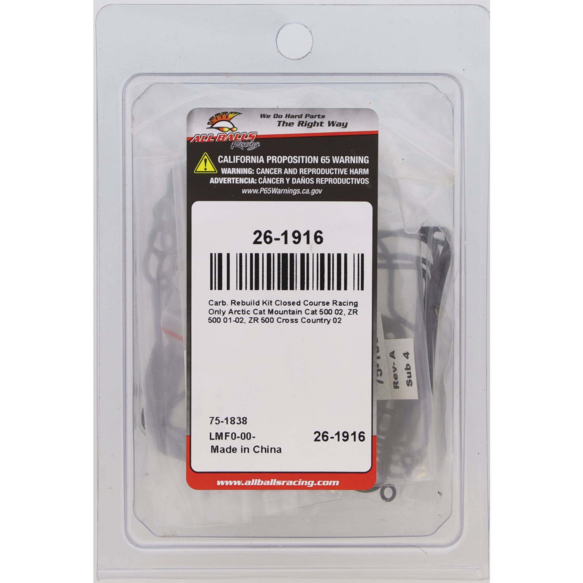 All Balls Carburetor Rebuild Kit 26-1916 for Arctic Cat Mountain Cat 500 02