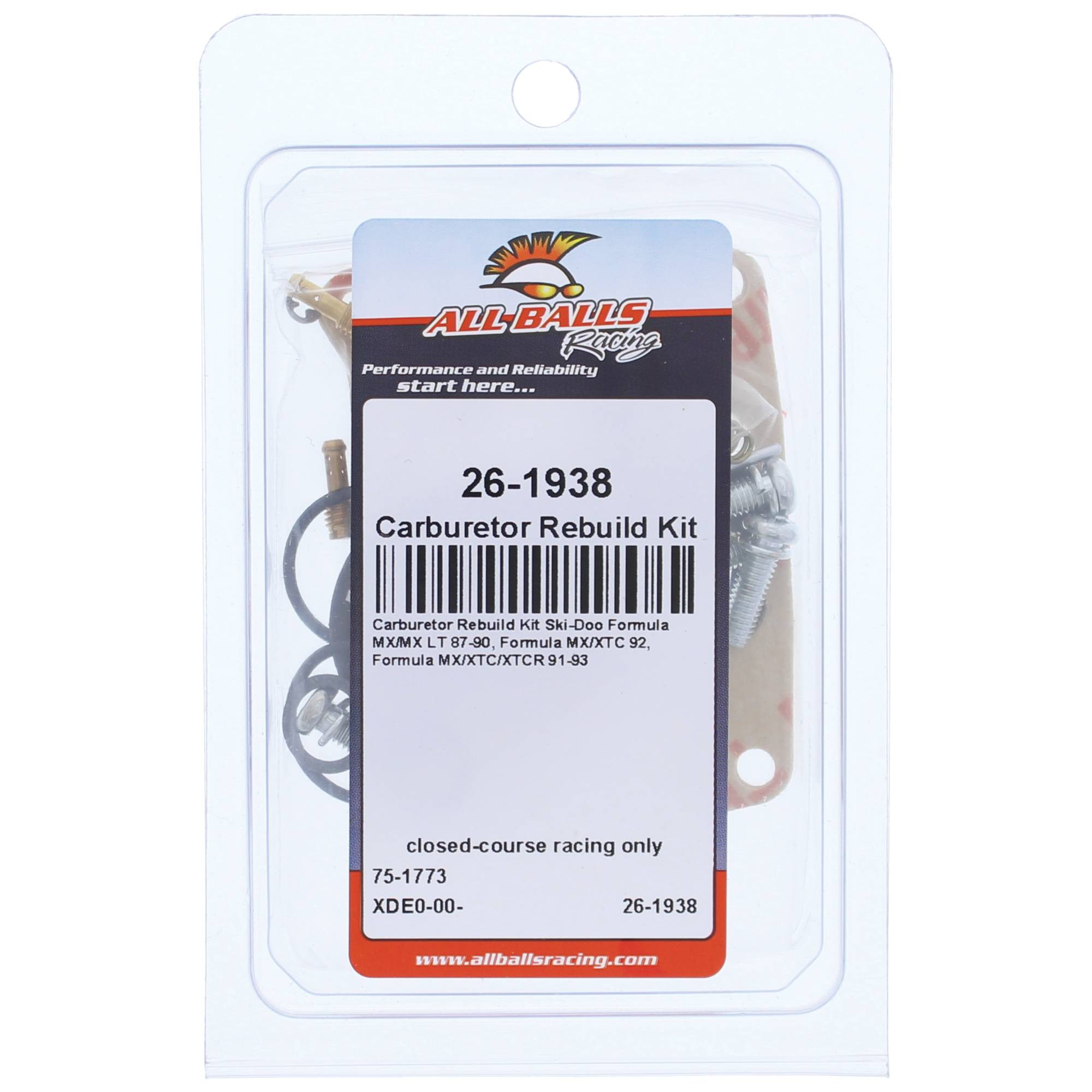 All Balls Carburetor Rebuild Kit 26-1938 for Ski-Doo formula MX/MX LT 87-90