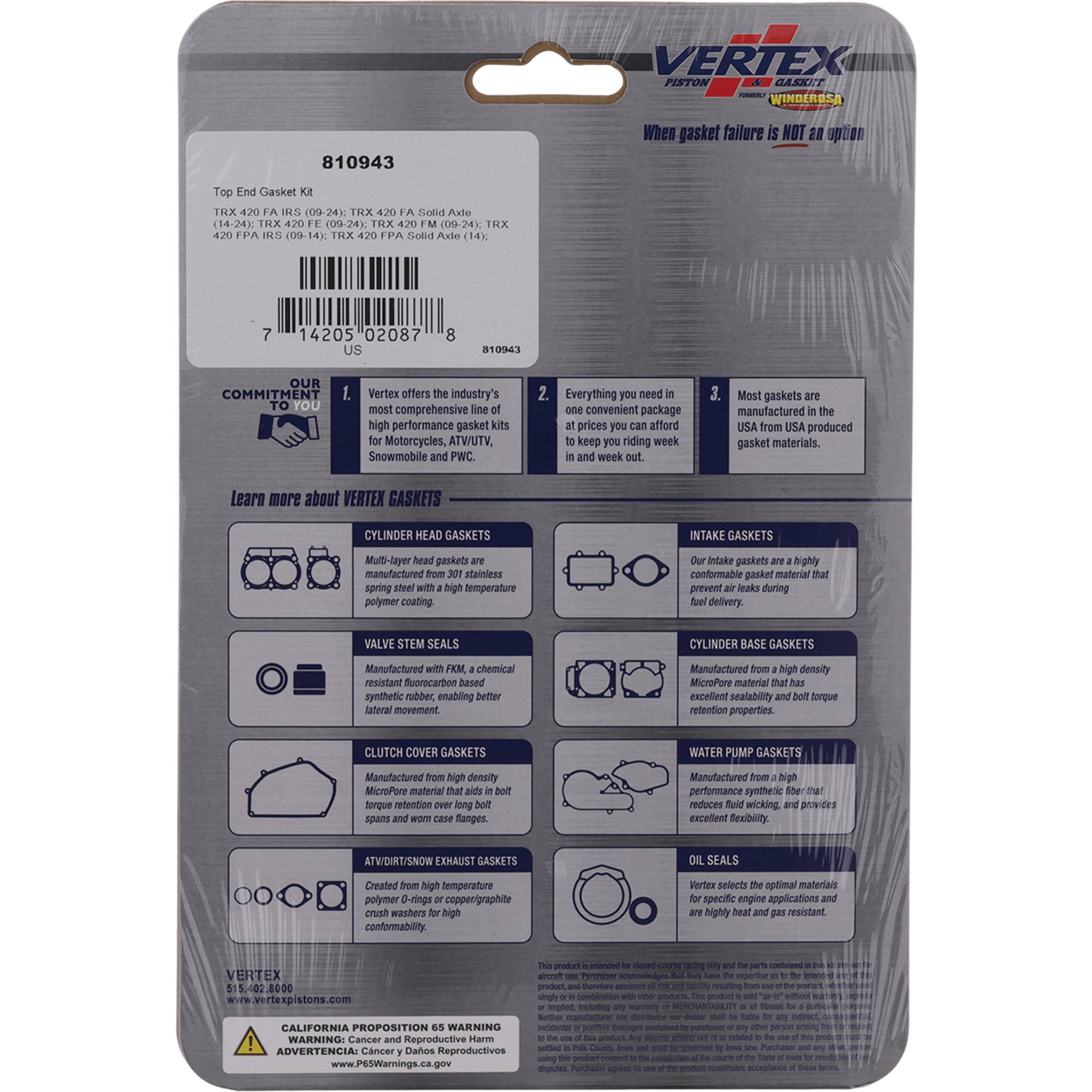 Winderosa Top End Gasket Kit for Honda, 810943