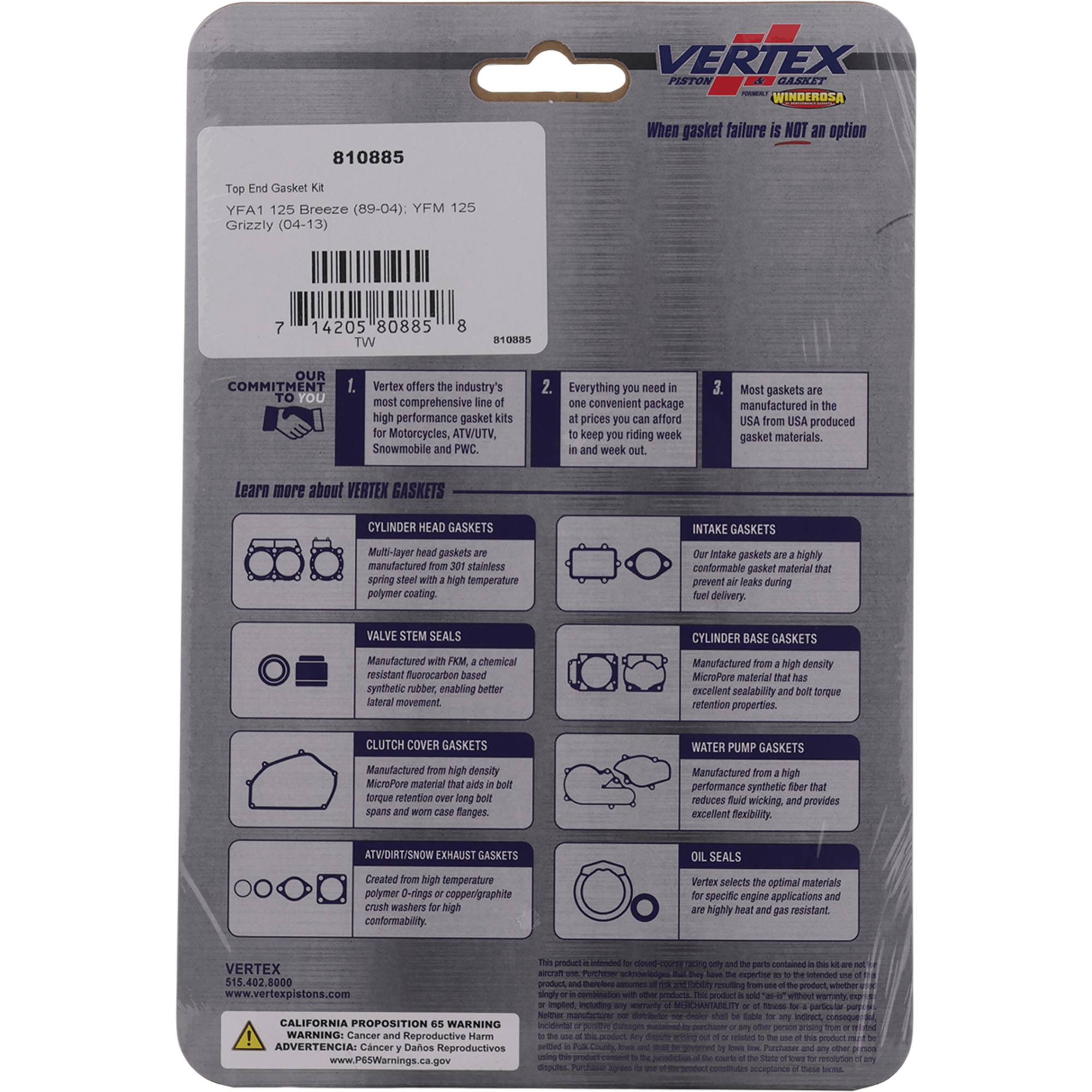 Winderosa Top End Gasket Kit for Yamaha, 810885