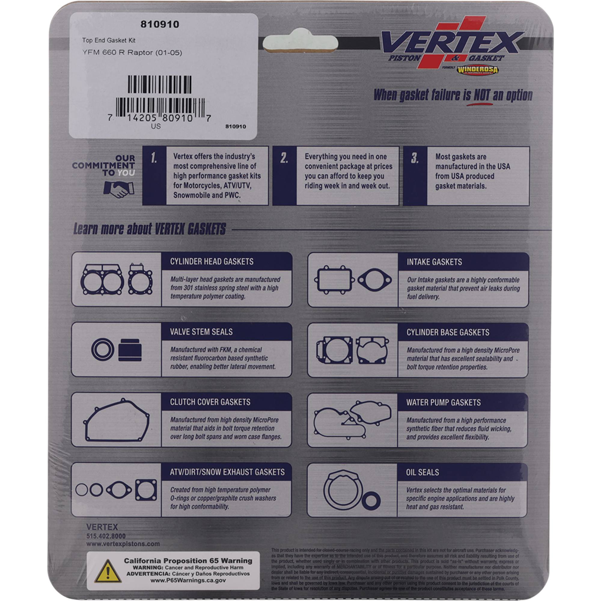 Top End Gasket Kit for Yamaha YFM660R Raptor 102MM OB 2001-2005 660cc