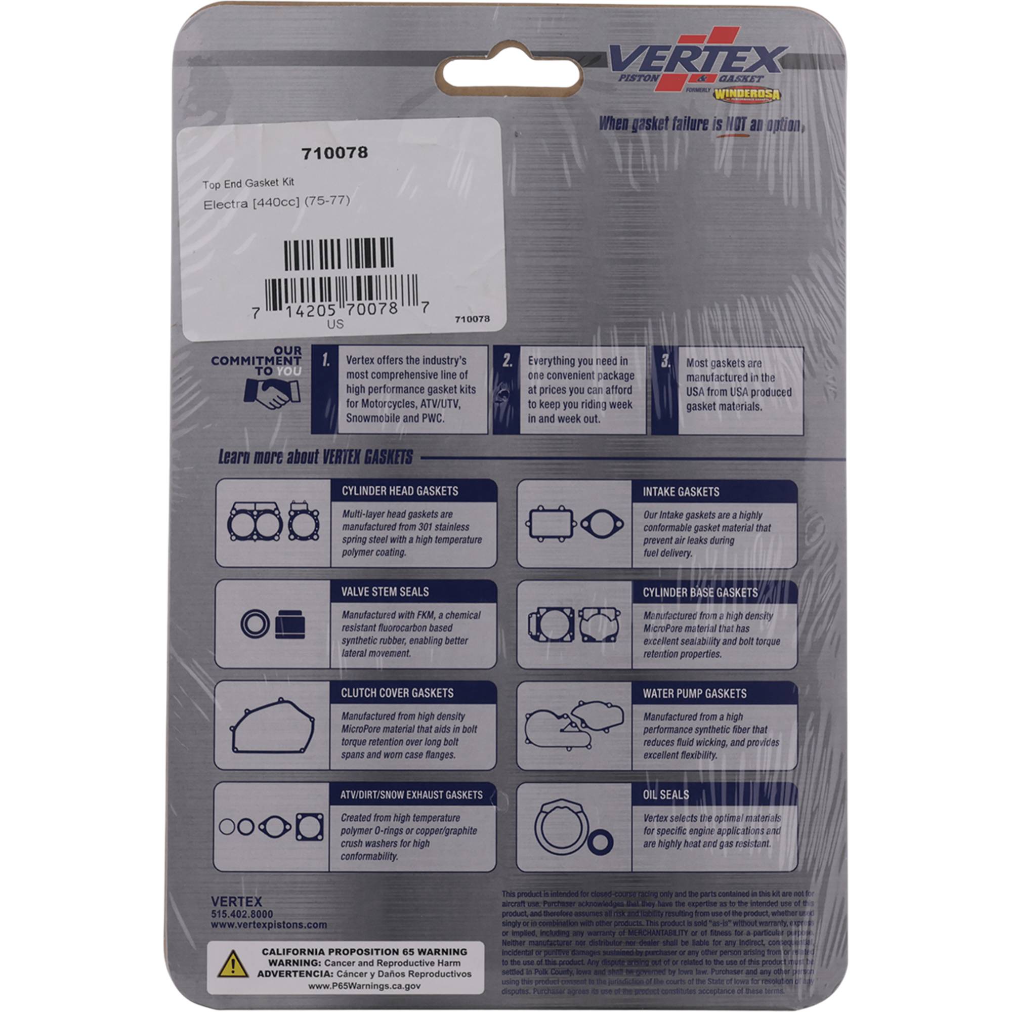 Winderosa Top End Gasket Kit for Polaris Electra 1975 - 1977 440cc