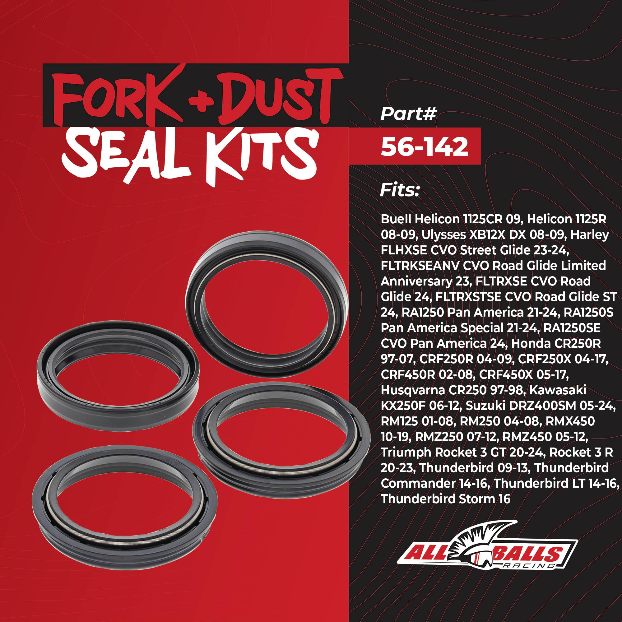 All Balls Fork & Dust Seal Kit for Buell Honda Husqvarna Kawasaki Suzuki