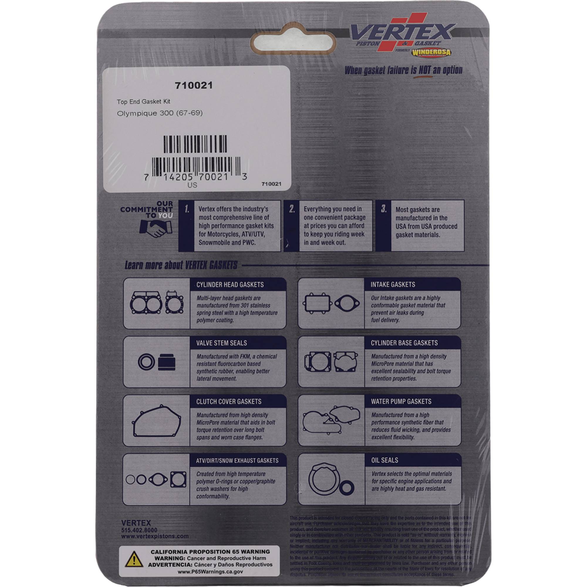 Top End Gasket Kit for Ski-Doo Olympique 300 1967 - 1969 300cc