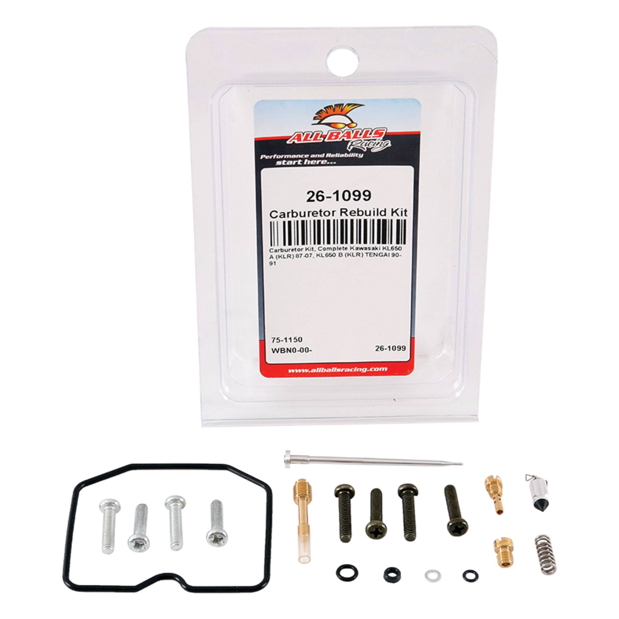 All Balls Carburetor Rebuild Kit 26-1099 for Kawasaki KL650 A (KLR) 87-07