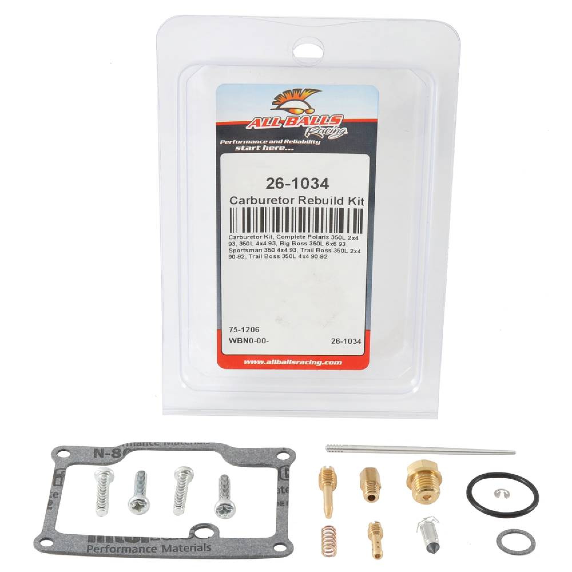 All Balls Carburetor Rebuild Kit 26-1034 for Polaris 350 L 2x4